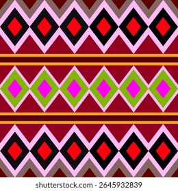 seamless geometric pattern Fabric pattern red pink green black