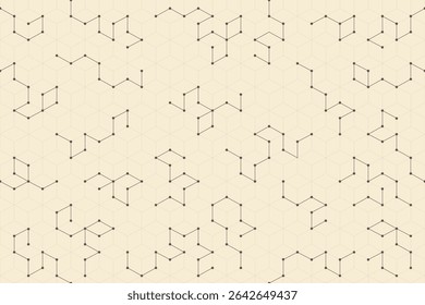 Padrão geométrico contínuo com conexões abstratas de hexágono inspiradas na tecnologia e pontos de ponto claros