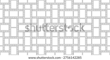 Seamless geometric pattern featuring black and white movie film strips in a woven layout