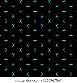A seamless geometric pattern featuring bold diamonds surrounded by small dots on a striking black background, perfect for fabric design and digital wallpapers.