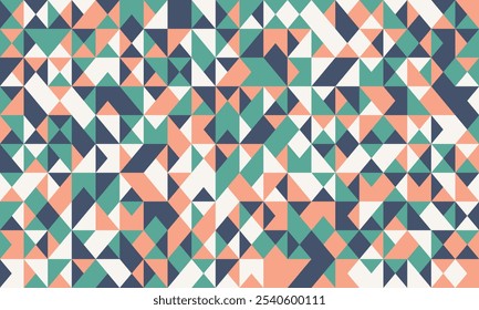 Seamless geometric pattern featuring clean shapes and mosaic texture. Ideal for abstract backgrounds, trendy poster artwork, or modern textile designs.