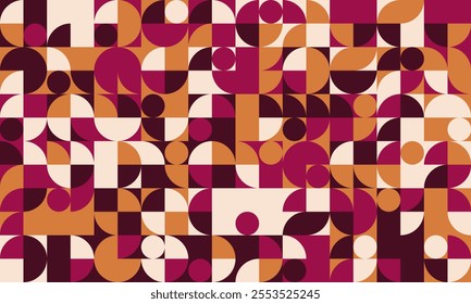 Seamless geometric pattern featuring clean shapes and mosaic texture. Ideal for abstract backgrounds, trendy poster artwork, or modern textile designs.