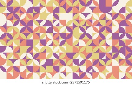 Seamless geometric pattern featuring clean shapes and mosaic texture. Ideal for abstract backgrounds, trendy poster artwork, or modern textile designs.