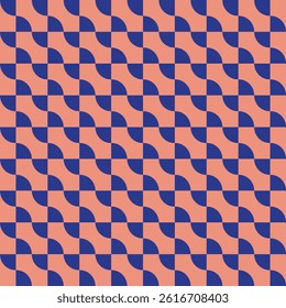 A seamless geometric pattern featuring colorful, curved shapes in vibrant orange and deep blue.Patterns, textile pattern, pattern style, ideal for textiles, wallpapers, and graphic design projects.