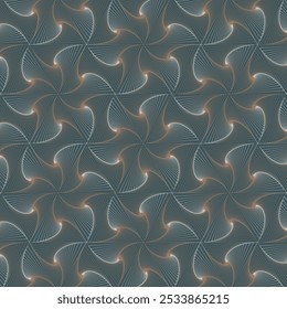 A seamless geometric pattern featuring dynamic swirling lines that create a mesmerizing sense of motion and depth. Ideal for wallpapers,backgrounds,textiles,and projects requiring elegance and energy.