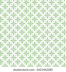 A seamless geometric pattern featuring green petal-like shapes 