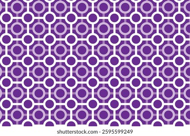 A seamless geometric pattern featuring interconnected circles and lines, creating a structured, modern, and decorative design. Inspired by lattice and futuristic network-like aesthetics.