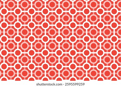 A seamless geometric pattern featuring interconnected circles and lines, creating a structured, modern, and decorative design. Inspired by lattice and futuristic network-like aesthetics.