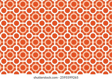 A seamless geometric pattern featuring interconnected circles and lines, creating a structured, modern, and decorative design. Inspired by lattice and futuristic network-like aesthetics.