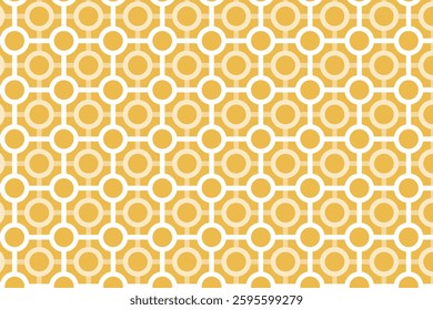 A seamless geometric pattern featuring interconnected circles and lines, creating a structured, modern, and decorative design. Inspired by lattice and futuristic network-like aesthetics.