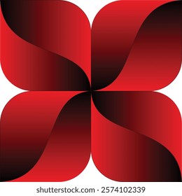 Seamless geometric pattern featuring interlocking petal-like shapes in red and black gradients. The design creates a modern and elegant visual effect, ideal for wallpapers, textiles, or digital art.