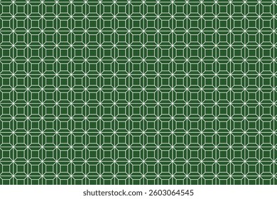 A seamless geometric pattern featuring interlocking octagonal and square shapes with fine lines, creating a structured and symmetrical grid ideal for backgrounds or decorative designs.