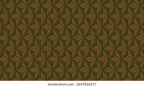 A seamless geometric pattern featuring interlocking triangles and diamonds in shades of brown and green, creating a visually interesting texture.