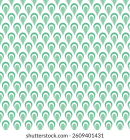 A seamless geometric pattern  featuring layered mint green teardrop shapes 