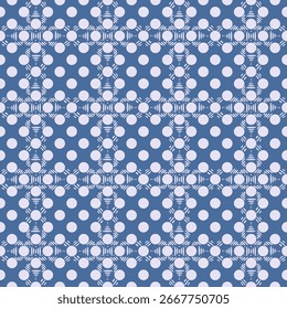 Um padrão geométrico contínuo com círculos azul claro e linhas radiantes em um plano de fundo azul sólido. Este design abstrato é ideal para tecido, papel de embalagem, papel de parede.