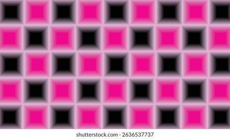 Seamless geometric pattern featuring pink and purple squares, perfect for a retro mosaic design texture or decorative wallpaper illustration