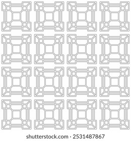 Seamless geometric pattern featuring a repeating square design. Suitable for backgrounds, wallpapers, textiles or decorative elements.