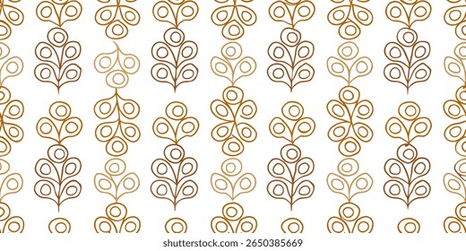 A seamless geometric pattern featuring stylized, symmetrical floral or leaf-like shapes in varying shades of brown. The design is clean and modern.