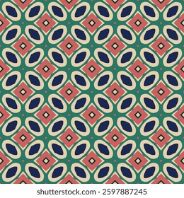 A seamless geometric pattern featuring  traditional design elements. Perfect for wallpapers, textile prints, packaging, and backgrounds