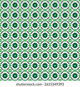 Seamless geometric pattern featuring a traditional pixel-style motive for decorating, wallpaper, wrapping paper, fabric, backdrop, and etc