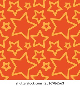 Seamless geometric pattern of five-pointed stars on a red background