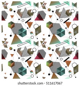 Seamless geometric pattern. Flat abstract elements. Abstract minimalistic ftat background.   Hipster pattern. Trendy pattern.