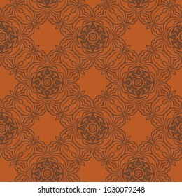 Seamless geometric pattern with floral abstract decoration. Vector illustration for design