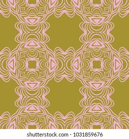 Seamless geometric pattern with floral abstract decoration. Vector illustration for design