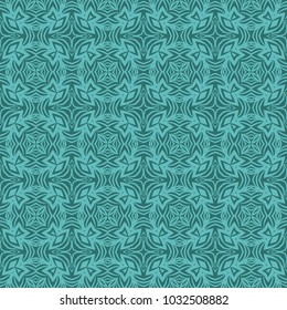 Seamless geometric pattern with floral abstract decoration. Vector illustration for design