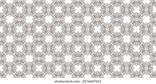 Seamless geometric pattern with floral abstract decoration. Vector illustration for design