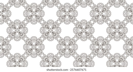 Seamless geometric pattern with floral abstract decoration. Vector illustration for design