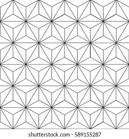 Patrón geométrico sin inconvenientes con diseño floral para su textil, tela, papel pintado, cubierta, envoltura, tarjeta, banner, folleto, banner, póster, impresión. Plantilla de vectores EPS10 en blanco y negro