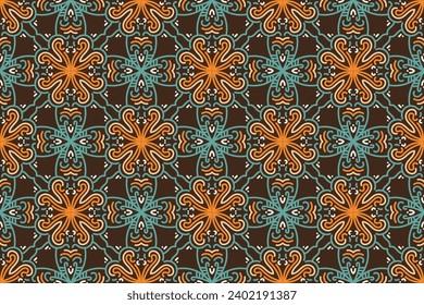 Seamless geometric pattern with floral elements on white background. vintage vector abstract design. Decorative lattice in Arabic style. Background for textile, fabric and wrapping.