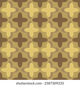 Seamless geometric pattern with floral print and wavy lines. Vector graphics.