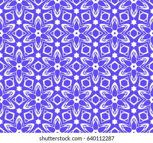 Seamless geometric pattern with floral style ornament on color background. For greeting cards, invitations, cover book, fabric, scrapbooks.