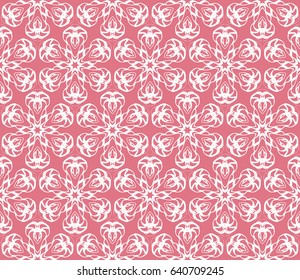 Seamless geometric pattern with floral style ornament on color background. For greeting cards, invitations, cover book, fabric, scrapbooks.