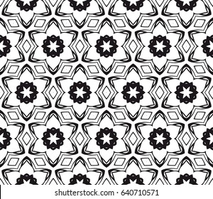 Seamless geometric pattern with floral style ornament on color background. For greeting cards, invitations, cover book, fabric, scrapbooks.