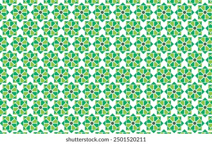 Seamless geometric pattern floral theme combination of green colors. For textiles, printing and wallpaper