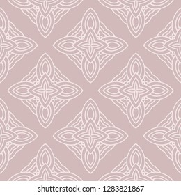 Seamless geometric pattern in florral style. Simple fashion fabric print. Vector repeating tile texture. Beige color.
