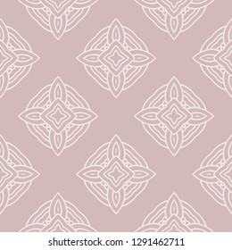 Seamless geometric pattern in florral style. Simple fashion fabric print. Vector repeating tile texture. Beige color.