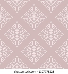 Seamless geometric pattern in florral style. Simple fashion fabric print. Vector repeating tile texture. Beige color.
