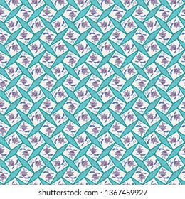 seamless geometric pattern with flower ornaments in art deco style