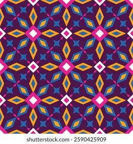 seamless geometric pattern with flowers
