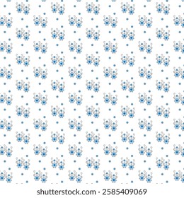 Seamless geometric pattern. Flowers scattered over a White background. Repeat Pattern for fabric print