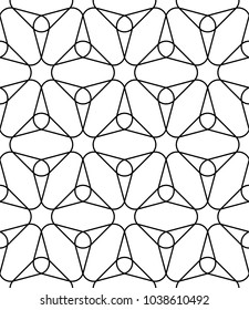 Seamless geometric pattern with flowers. Vector art.