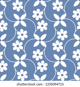 Seamless geometric pattern with flowers. Vector art.