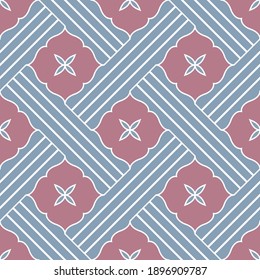 
Seamless geometric pattern with flowers. Vector art.