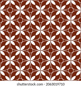 Seamless geometric pattern with flowers. Vector art.