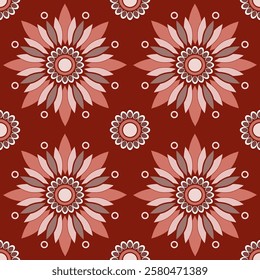 Seamless geometric pattern with flowers. Vector graphics.