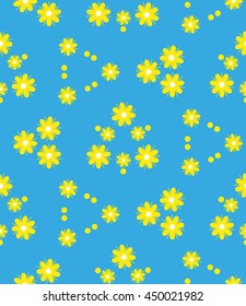 Seamless geometric pattern with flowers. Vector art.